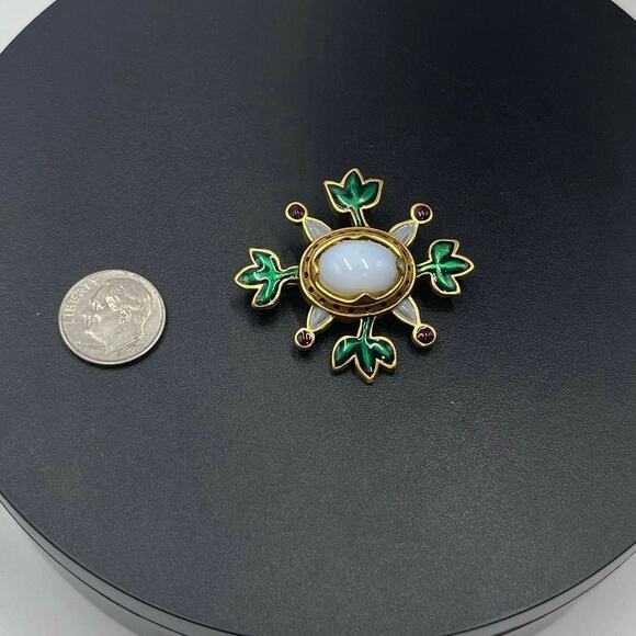 MMA PML Gold Plate Enamel Faux Pearl Pin / Pendant Metropolitan Museum of Art - Picture 4 of 9